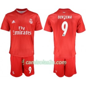 Camisolas de Futebol Real Madrid Benzema 9 Criança Equipamento 3ª 2018/19 Manga Curta